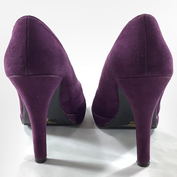 Paprika High Heels Platform Pumps Open Toe Purple Suede 5.5 Open Peep Toe Shoes - Picture 7 of 14